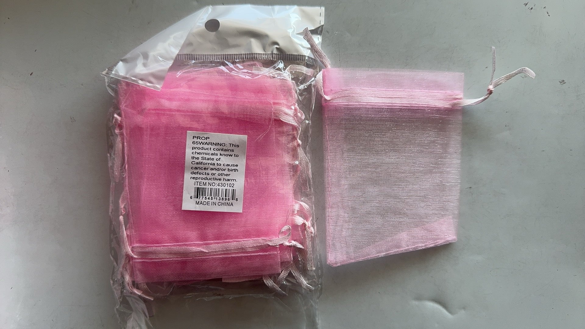 3"x4" Organza bags Light Pink